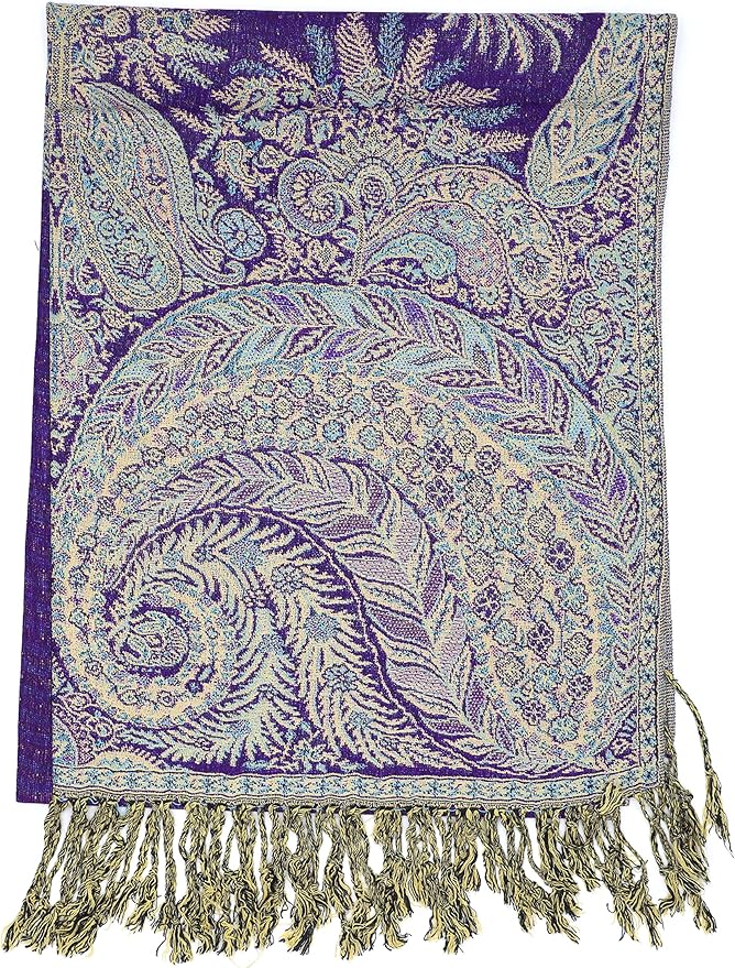 Achillea Big Paisley Pashmina Shawl Wrap for Women – Elegant Scarf for Weddings, Evening Dresses, Festivals & Daily Wear