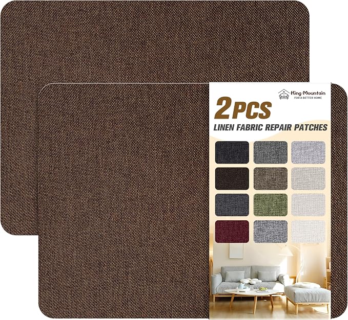KING MOUNTAIN Coarse Linen Repair Patches, Self-Adhesive Linen Fabric Patches by ForABetterHomeLife
