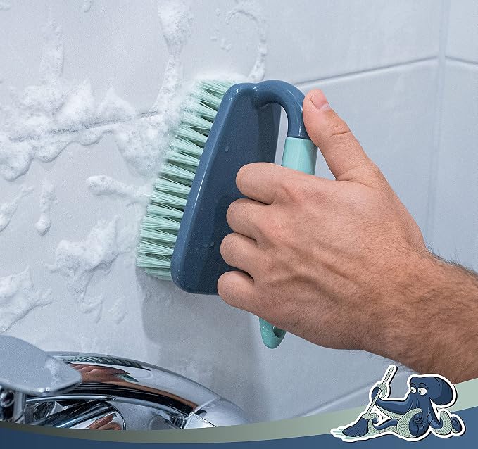 Scrub Brush | Shower Cleaning Brush | Comfort Grip & Stiff Flexible Bristles | - Image 3