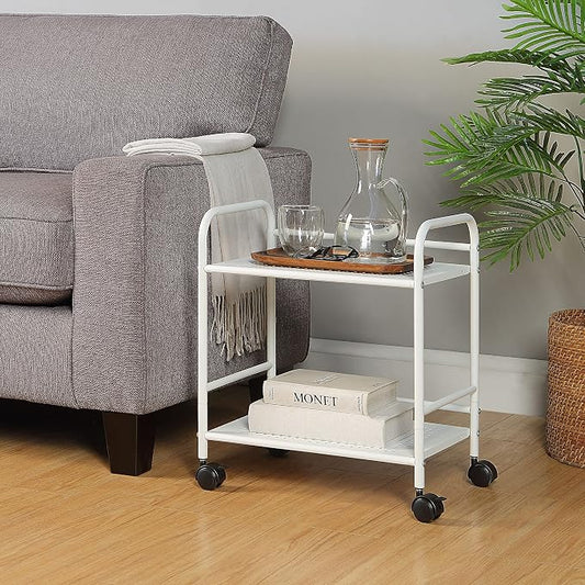 SunnyPoint 2-Tier Metal Rolling Utility Cart – Mobile Storage Shelf - Image 2