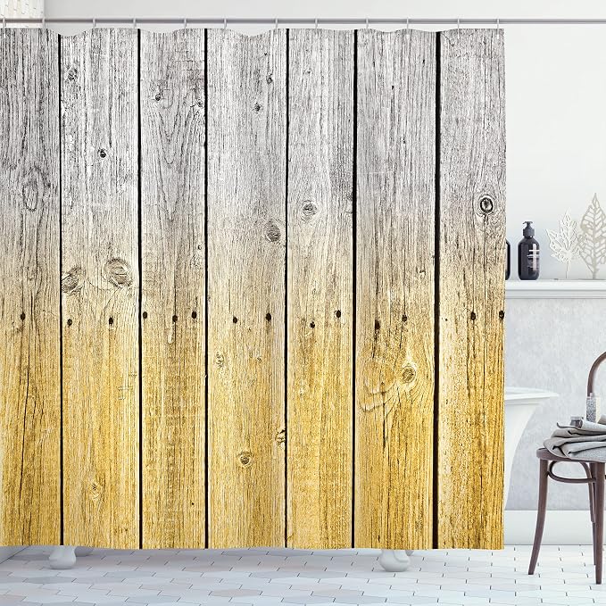 Ambesonne Rustic Shower Curtain, Wood Panels Background Digital Tones Effect by Ambesonne