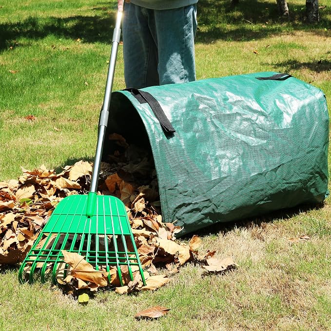 Gardzen 12 Tines Gardening Leaf Rake, Lightweight Steel Handle, Detachable - Image 5