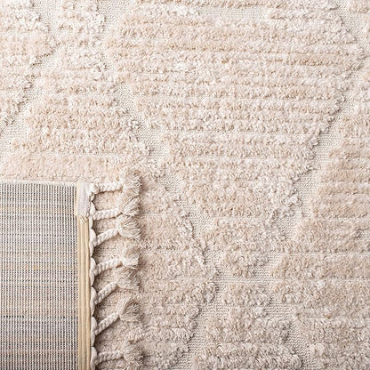 SAFAVIEH Marrakesh Collection Area Rug - 6'6" x 9', Beige, Moroccan Boho Tribal Tassel Design, Non-Shedding & Easy Care, Ideal for High Traffic Areas in Living Room, Bedroom (MRK517C)