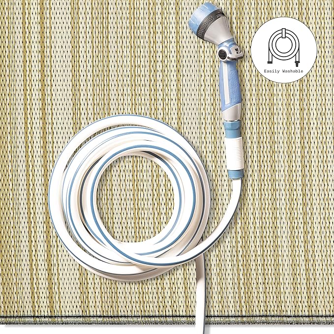Fab Habitat Outdoor Rug - Waterproof, Fade Resistant, Crease-Free - Premium Recycled Plastic - Neutral Striped - Patio, Deck, Porch, Balcony, Laundry Room - Cancun Shadow - Sand & Black - 4 x 6 ft
