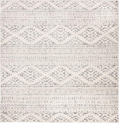 SAFAVIEH Tulum Collection Area Rug - 3' Square, Ivory & Grey, Moroccan Boho Tribal Design, Non-Shedding & Easy to Clean, Ideal for Entryway, Foyer, Accent Space, Bedroom (TUL272A)