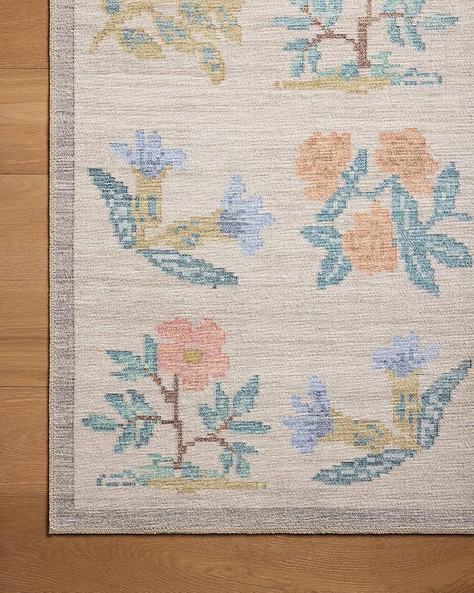 Loloi Rifle Paper Co. Rosa Collection RSA-03 Cream 2'-6" x 12'-0" Runner Rug