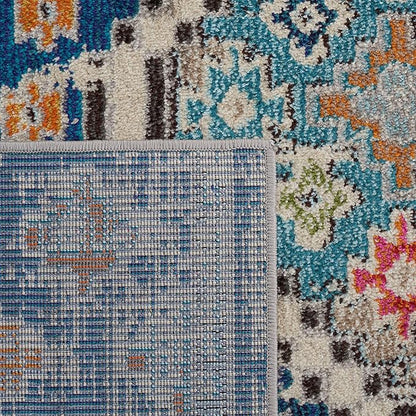 SAFAVIEH Madison Collection Accent Rug - 3' x 5', Navy & Beige, Boho Diamond Distressed Design, Non-Shedding & Easy Care, Ideal for High Traffic Areas in Entryway, Living Room, Bedroom (MAD418M)