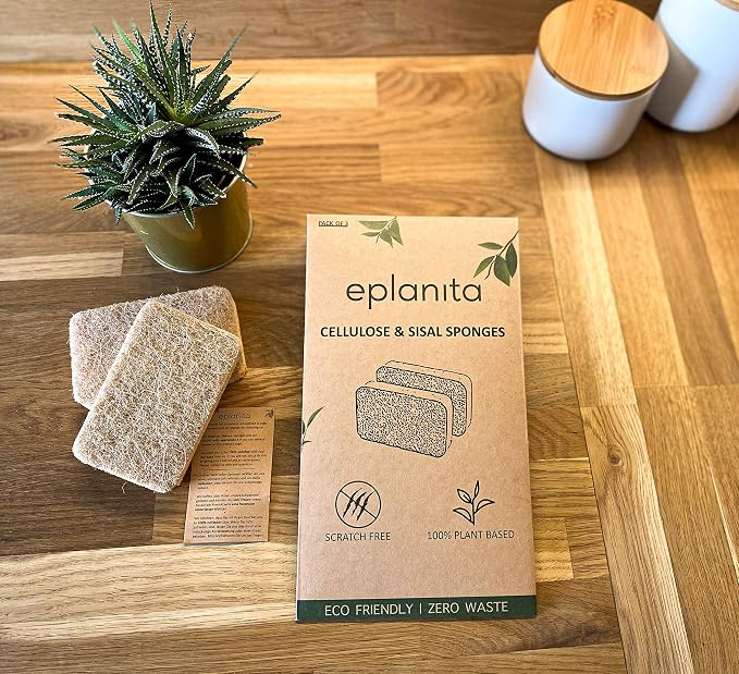eplanita Natural Plant Based Scrub Sponges, Non-Scratch, Biodegradable Eco - Image 5