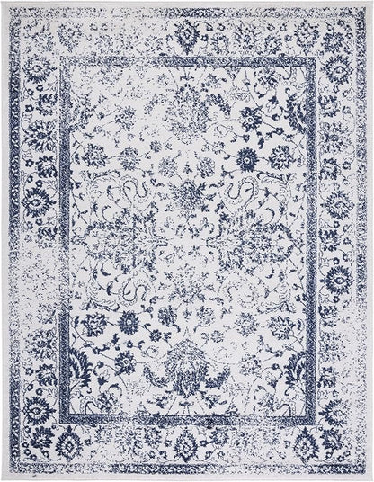SAFAVIEH Area Rug 10x14 - Adirondack Collection - Large - Ivory & Navy, Distressed Vintage Floral Design, Non-Shedding & Easy to Clean, Ideal for Living Room, Bedroom, Dining Space (ADR109M)