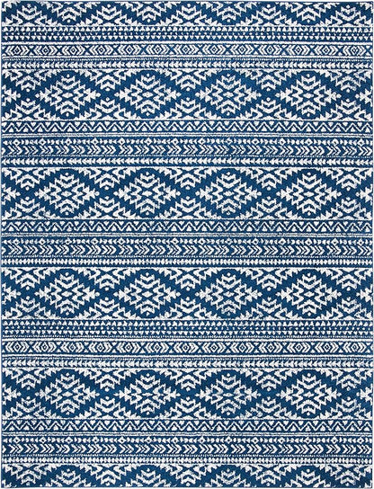 SAFAVIEH Area Rug 12x18 - Tulum Collection - Large - Navy & Ivory, Moroccan Boho Tribal Design, Non-Shedding & Easy to Clean, Ideal for Living Room, Bedroom, Dining Space (TUL272N)