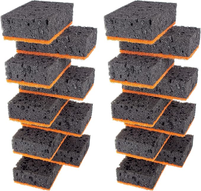 Black & Orange Multi Use Scrub Sponges. Made in Europe. 18 Pack, 4.3x2.8x1.4 by Okleen