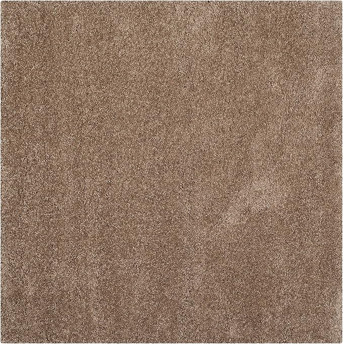 SAFAVIEH Milan Shag Collection Area Rug - 8' Square, Dark Beige, Solid Design, Plush 1.8-inch Thick, Non-Shedding, Ideal for High Traffic Areas in Living Room, Bedroom, Dining Room (SG180-1414-8SQ)
