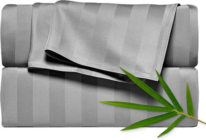 Pure Bamboo Twin Sheets, Genuine 100% Organic Viscose Derived from Bamboo Bed Sheet Set, Luxuriously Soft & Cooling, Double Stitching, 2 Year Quality Promise (Twin, Jacquard Stone)