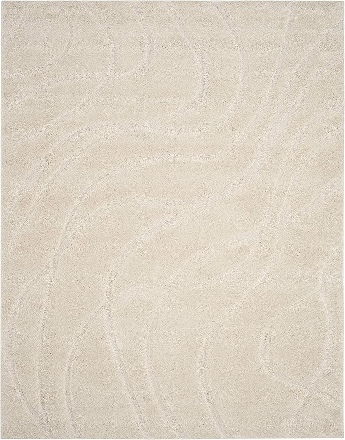 SAFAVIEH Florida Shag Collection Area Rug - 9'6" x 13', Creme & Creme, Non-Shedding & Easy Care, 1.2-inch Thick Ideal for High Traffic Areas in Living Room, Bedroom (SG471-1111)