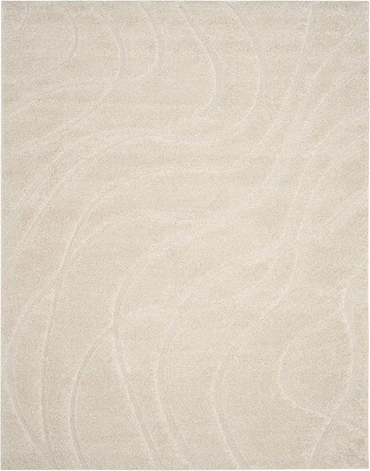 SAFAVIEH Florida Shag Collection Area Rug - 9'6" x 13', Creme & Creme, Non-Shedding & Easy Care, 1.2-inch Thick Ideal for High Traffic Areas in Living Room, Bedroom (SG471-1111)