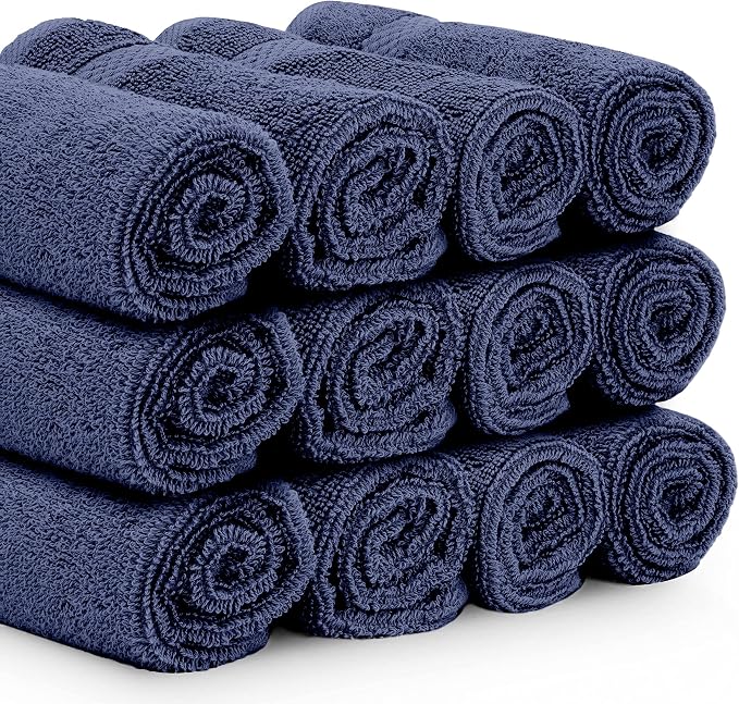 White Classic Luxury Cotton Washcloths 13x13 Inch - Image 3