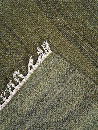 Rugsotic Carpets Hand Woven Flat Weave Kilim Wool 6'x9' Area Rug Solid Olive D00111