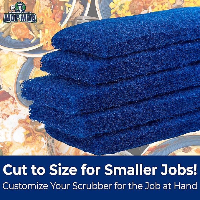 Medium Duty XL Blue Scouring Pad 5 Pack. 10 x 4.5in Large Multipurpose Nylon - Image 6