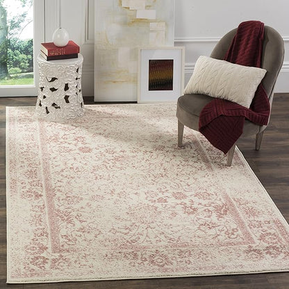 SAFAVIEH Adirondack Collection Area Rug - 5'1" x 7'6", Ivory & Rose, Distressed Vintage Floral Design, Non-Shedding & Easy to Clean, Ideal for Living Room, Bedroom, Dining Space (ADR109H)
