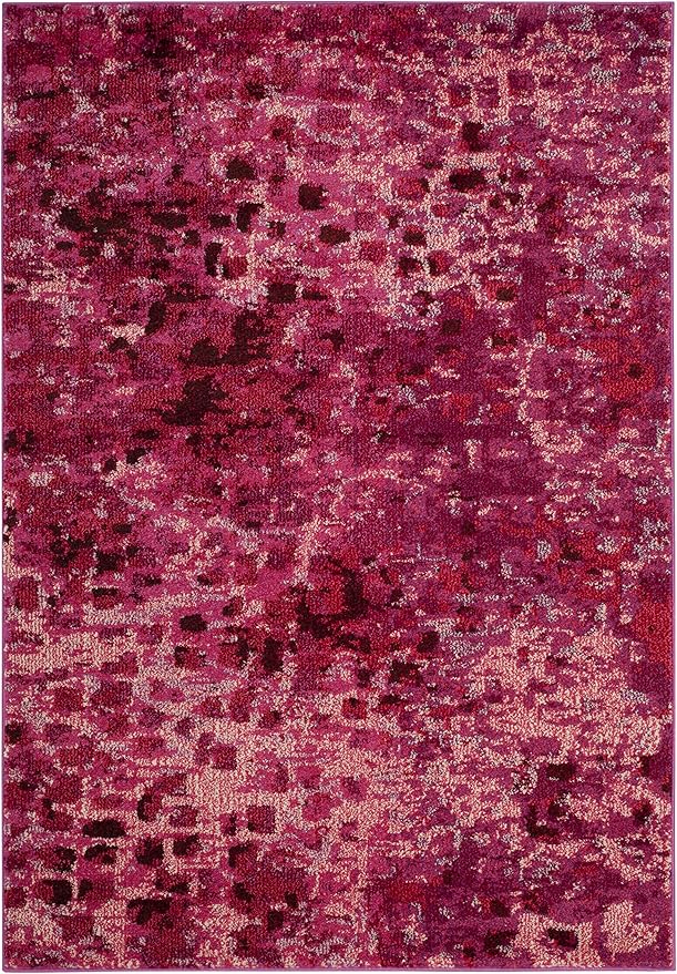 SAFAVIEH Monaco Collection Accent Rug - 4' x 5'7", Fuchsia, Boho Chic Abstract Watercolor Design, Non-Shedding & Easy Care, Ideal for High Traffic Areas in Entryway, Living Room, Bedroom (MNC225F)