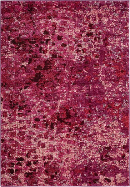 SAFAVIEH Monaco Collection Accent Rug - 4' x 5'7", Fuchsia, Boho Chic Abstract Watercolor Design, Non-Shedding & Easy Care, Ideal for High Traffic Areas in Entryway, Living Room, Bedroom (MNC225F)