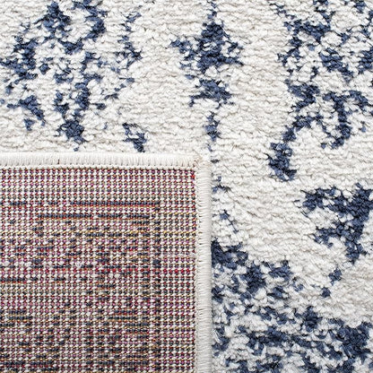 SAFAVIEH Adirondack Collection Area Rug - 10' Round, Ivory & Navy, Distressed Vintage Floral Design, Non-Shedding & Easy to Clean, Ideal for Living Room, Bedroom, Dining (ADR109M)