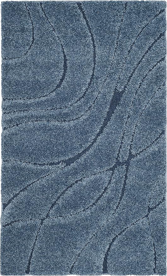 SAFAVIEH Florida Shag Collection Accent Rug - 3'3" x 5'3", Light Blue & Blue, Non-Shedding & Easy Care, 1.2-inch Thick Ideal for High Traffic Areas in Entryway, Living Room, Bedroom (SG471-6065)