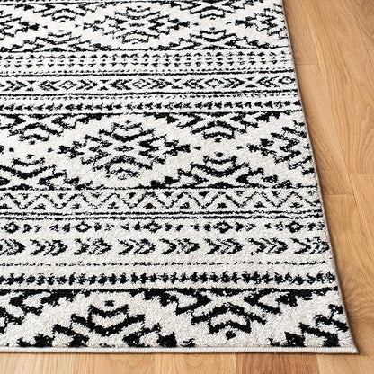 SAFAVIEH Tulum Collection Runner Rug - 2' x 7', Ivory & Black, Moroccan Boho Tribal Design, Non-Shedding & Easy to Clean, Ideal for Living Room, Hallway, Foyer, Entryway, Bedroom (TUL272B)