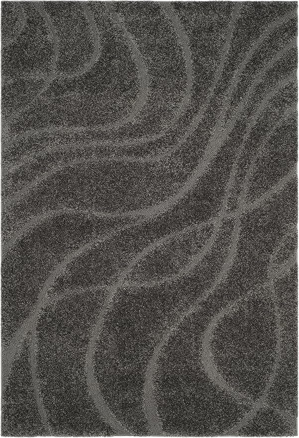 SAFAVIEH Florida Shag Collection Area Rug - 6' x 9', Grey & Grey, Non-Shedding & Easy Care, 1.2-inch Thick Ideal for High Traffic Areas in Living Room, Bedroom (SG471-8080)