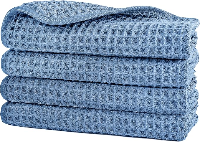 POLYTE 430 GSM Microfiber Lint Free Washcloth Face Towel, 13 x 13 in, 4 Pack by Polyte