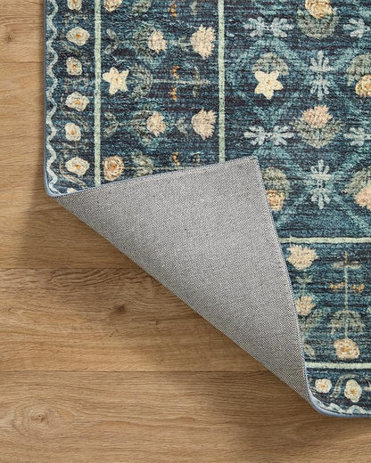 Loloi Rifle Paper Co. Eden Collection EDE-03 Lattice Indigo 5'-0" x 7'-6" Area Rug feat. CloudPile™