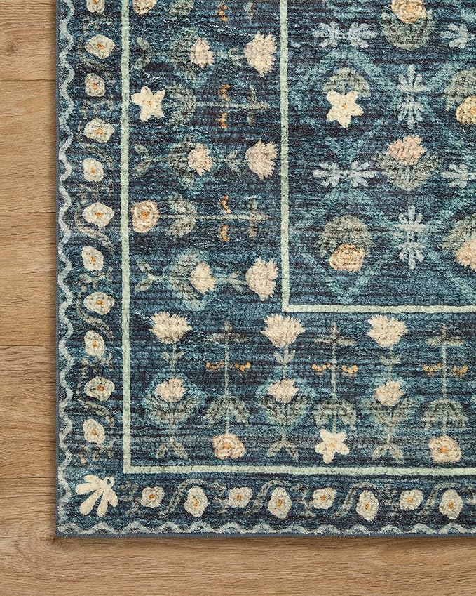 Loloi Rifle Paper Co. Eden Collection EDE-03 Lattice Indigo 5'-0" x 7'-6" Area Rug feat. CloudPile™