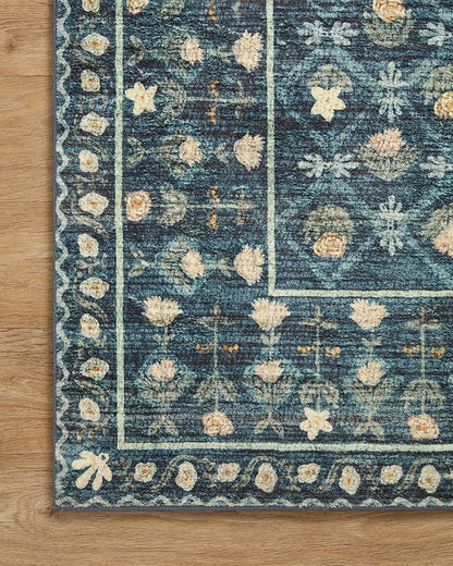 Loloi Rifle Paper Co. Eden Collection EDE-03 Lattice Indigo 5'-0" x 7'-6" Area Rug feat. CloudPile™