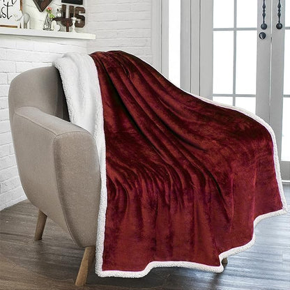 PAVILIA Sherpa Fleece Throw Blanket for Couch, Maroon Red, Plush Soft Fuzzy Sofa Blanket, Cozy Reversible Winter Throw for Women Men, 50x60 Inches