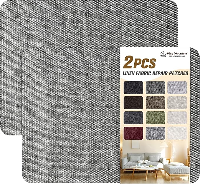 KING MOUNTAIN Coarse Linen Repair Patches, Self-Adhesive Linen Fabric Patches by ForABetterHomeLife