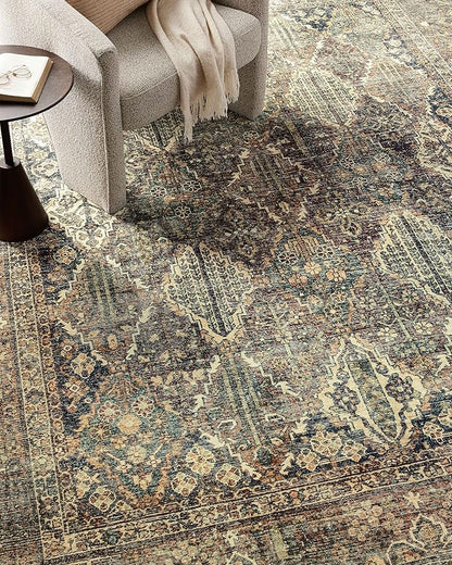 Loloi Magnolia Home by Joanna Gaines Banks Collection BAN-05 Spice/Blue 2'-6" x 9'-6", .13" Pile Height, Machine Washable, Runner Rug