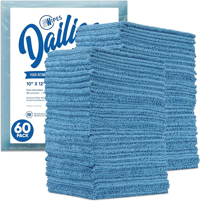 Microfiber Wholesale Dailies Microfiber Cleaning Cloths | 60-Pack 12"x10" | by MicrofiberWholesale