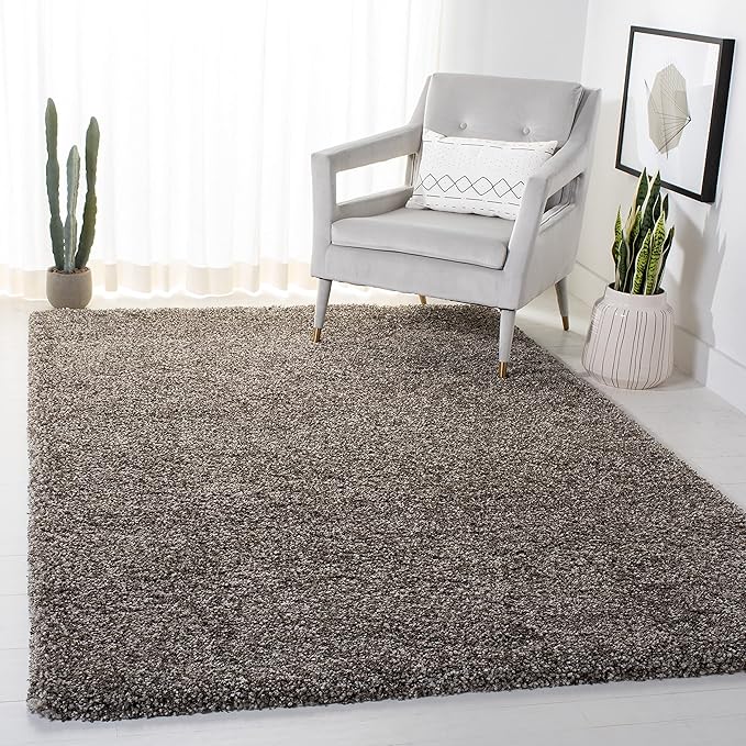 SAFAVIEH Milan Shag Collection Area Rug - 10' x 14', Grey, Solid Design, Non-Shedding & Easy Care, 2-inch Thick Ideal for High Traffic Areas in Living Room, Bedroom (SG180-8080)