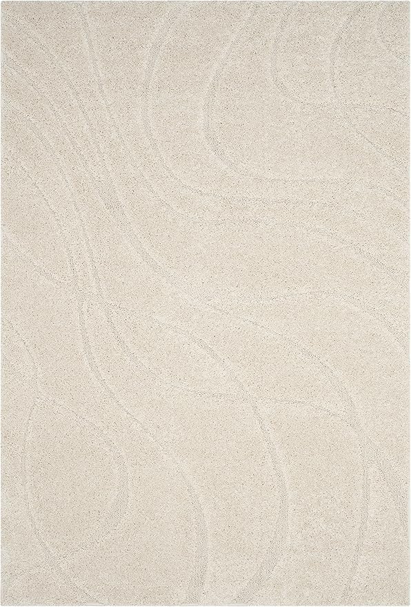 SAFAVIEH Florida Shag Collection Area Rug - 8'6" x 12', Creme & Creme, Non-Shedding & Easy Care, 1.2-inch Thick Ideal for High Traffic Areas in Living Room, Bedroom (SG471-1111)