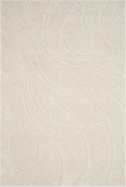SAFAVIEH Florida Shag Collection Area Rug - 8'6" x 12', Creme & Creme, Non-Shedding & Easy Care, 1.2-inch Thick Ideal for High Traffic Areas in Living Room, Bedroom (SG471-1111)