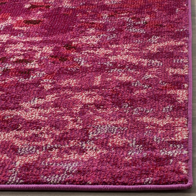 SAFAVIEH Monaco Collection Accent Rug - 4' x 5'7", Fuchsia, Boho Chic Abstract Watercolor Design, Non-Shedding & Easy Care, Ideal for High Traffic Areas in Entryway, Living Room, Bedroom (MNC225F)