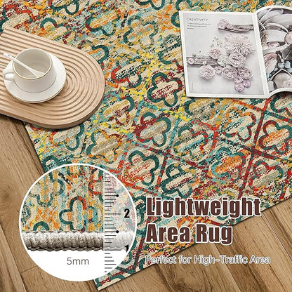 RUGSURE Washable Area Rugs, 5' x 7' - 1/6 Thick - Stain & Water Resistant Non-Slip - Perfect Resistant Rug for Living Room, Bedroom, Nursery, Pet & Child Friendly, Vibrant Colors Rugs, Multicolor