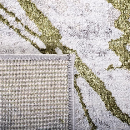 SAFAVIEH Amelia Collection Area Rug - 6'7" Square, Grey & Green, Modern Abstract Design, Non-Shedding & Easy Care, Ideal for High Traffic Areas in Living Room, Bedroom (ALA293J)