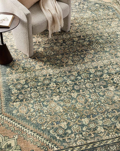 Loloi Magnolia Home by Joanna Gaines Banks Collection BAN-02 Denim/Clay 2'-3" x 3'-9" .13" Pile Height, Machine Washable, Accent Rug