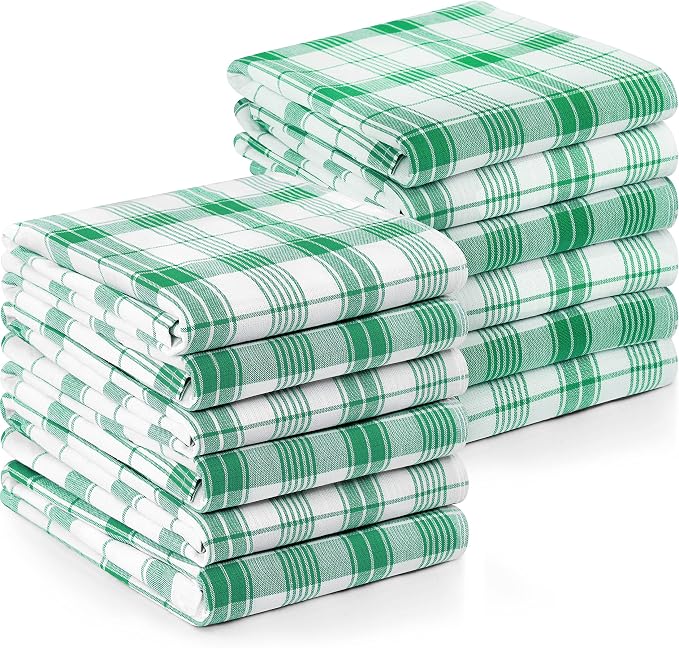 Utopia Towels Green & White Dish Towels 100% Ring Spun Cotton Highly Absorbent by UTOPIATOWELS