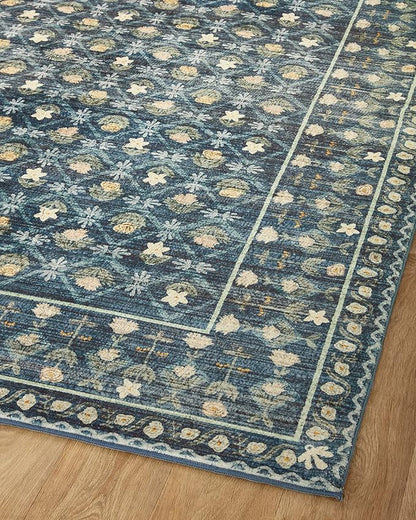 Loloi Rifle Paper Co. Eden Collection EDE-03 Lattice Indigo 5'-0" x 7'-6" Area Rug feat. CloudPile™