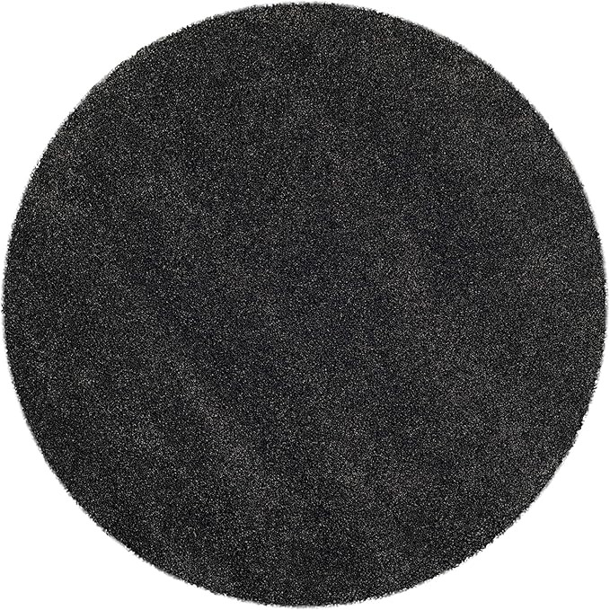 SAFAVIEH Milan Shag Collection 4' Round Dark Grey SG180 Solid Non-Shedding Living Room Bedroom Dining Room Entryway Plush 2-inch Thick Area Rug