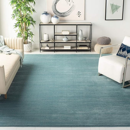SAFAVIEH Vision Collection Area Rug - 6'7" Square, Aqua, Modern Ombre Design, Non-Shedding & Easy to Clean, Ideal for Living Room, Bedroom, Dining Space (VSN606B)