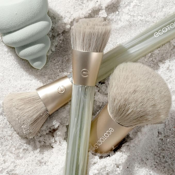 EcoTools Sea Gems Face Makeup Brush & Sponge 4 Piece Set, Eco-Friendly Makeup - Image 8