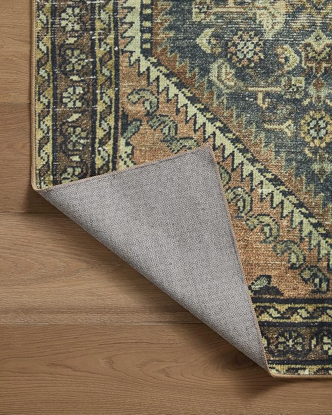 Loloi Magnolia Home by Joanna Gaines Banks Collection BAN-02 Denim/Clay 2'-3" x 3'-9" .13" Pile Height, Machine Washable, Accent Rug